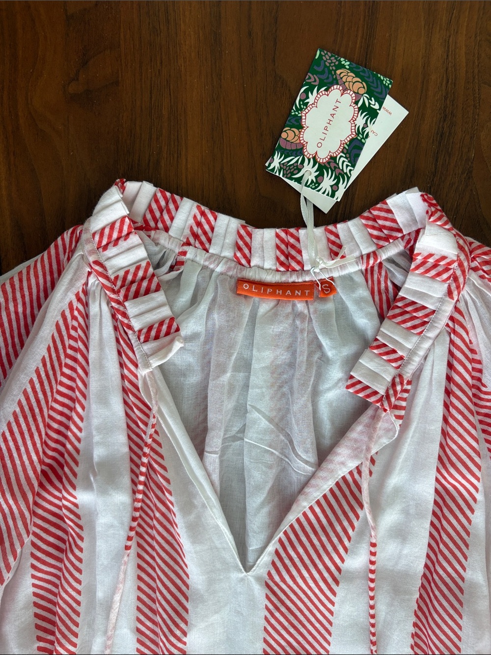 NEW Tuckernuck Oliphant Whistler Coral Striped Balloon Sleeve Dress Size Small - Picture 5 of 8